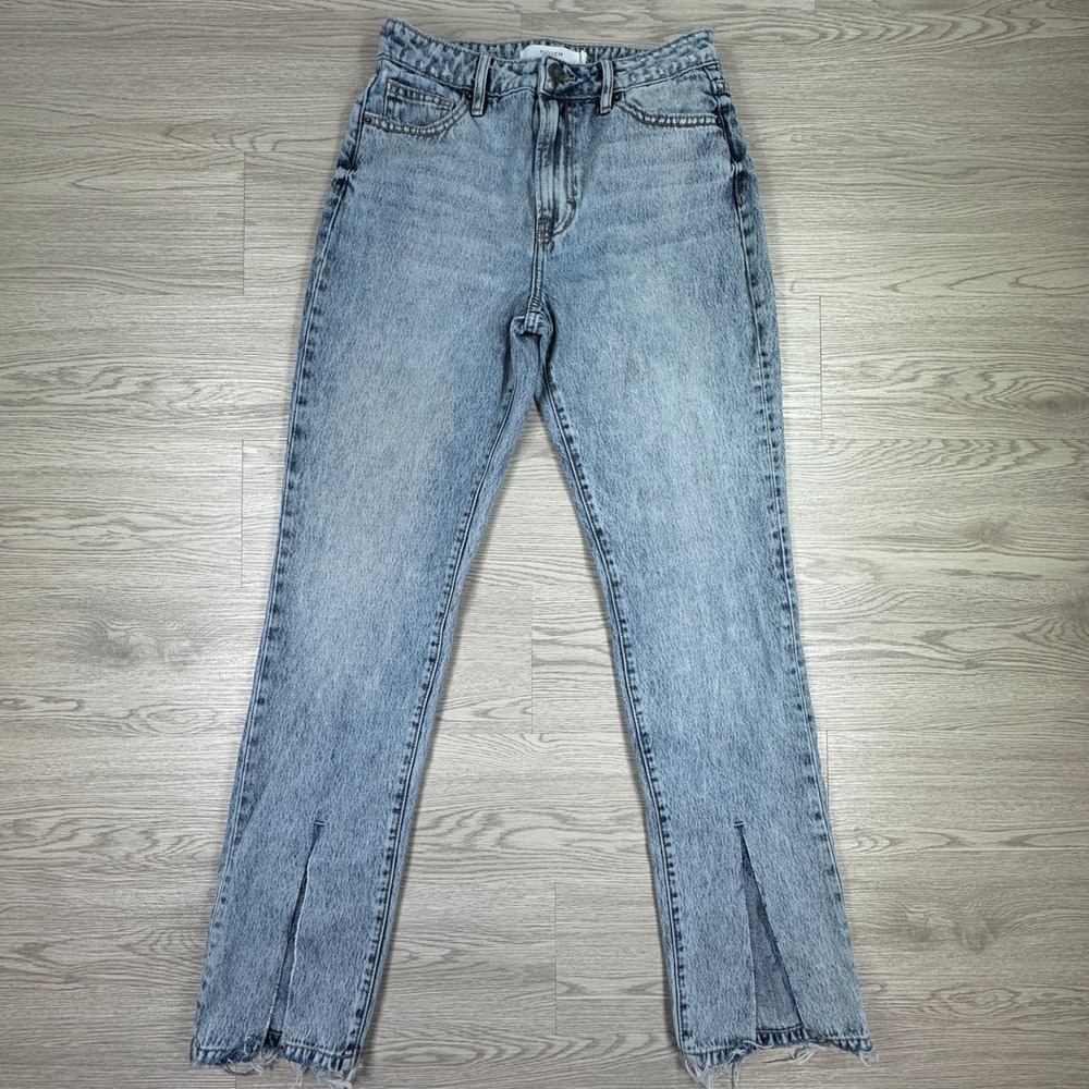 Hidden Women's Jeans High Rise Straight Leg Light Wash 26 Front Slit Hem
